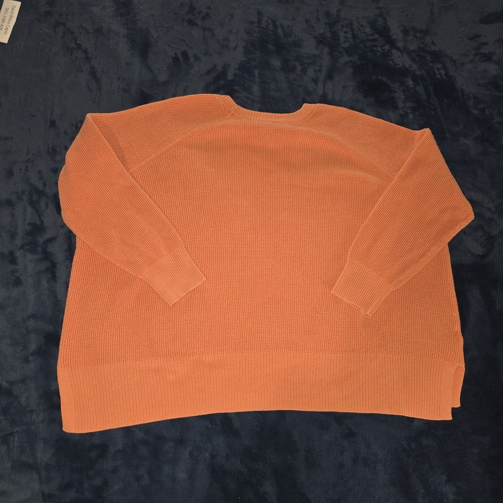 Eddie Bauer Waffle Knit Sweater 2XL XXL Orange & Pink‎ 2 Pc Crewneck Shirt Lot - Picture 9 of 12